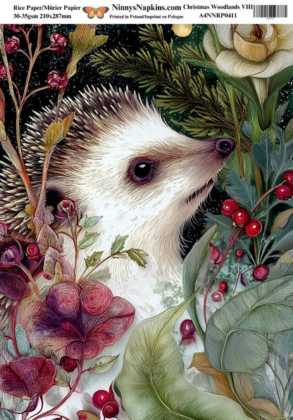Decoupage Rice Paper - Christmas Woodland VIII