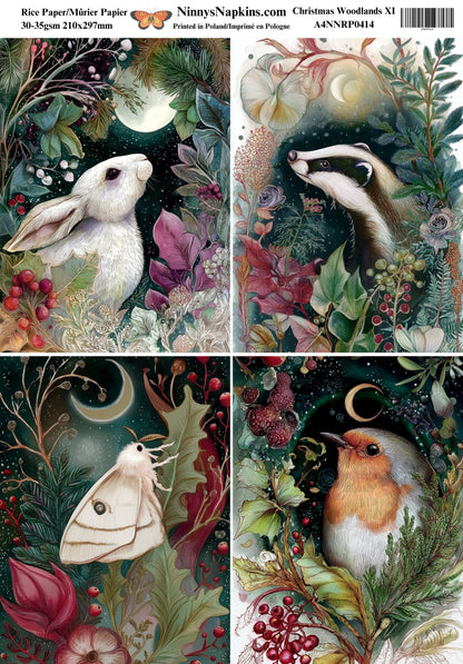 Decoupage Rice Paper - Christmas Woodland XI