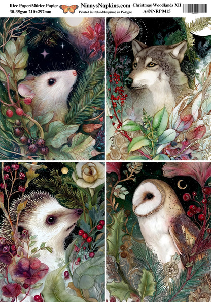 Decoupage Rice Paper - Christmas Woodland I