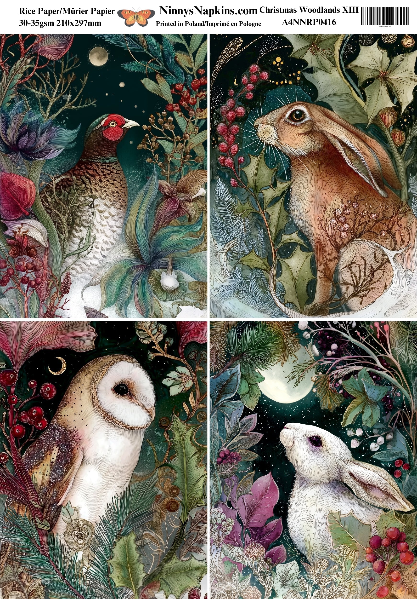 Decoupage Rice Paper - Christmas Woodland I