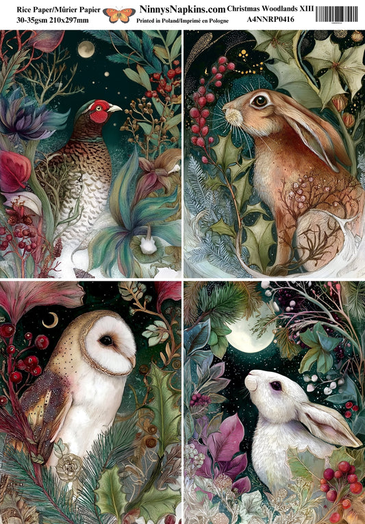 Decoupage Rice Paper - Christmas Woodland I