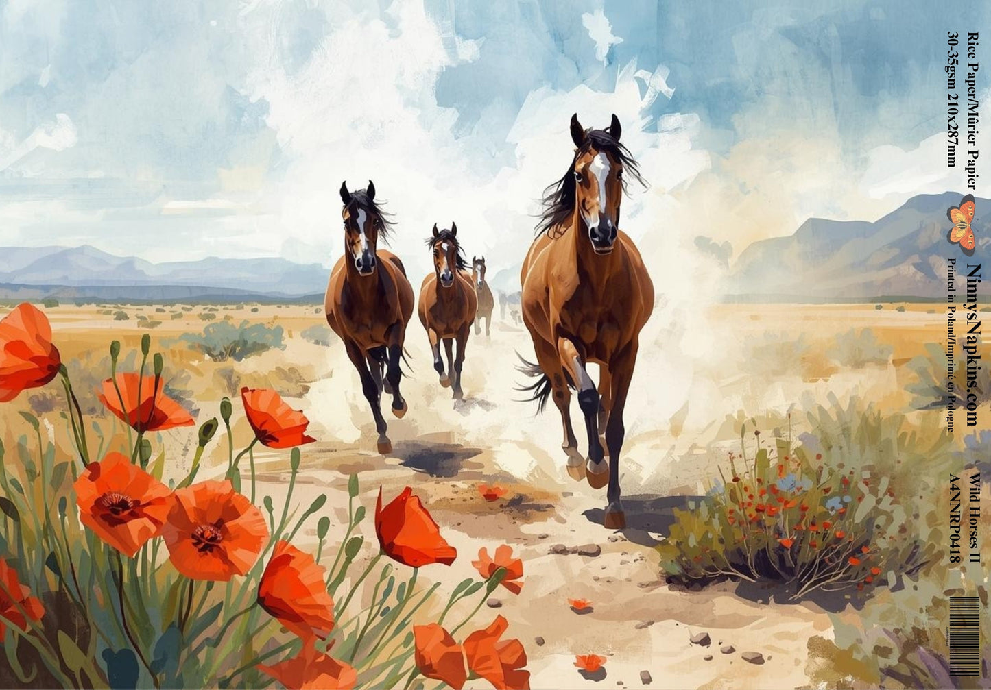 Decoupage Rice Paper - Wild Horses II