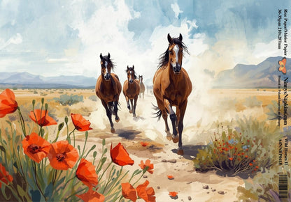 Decoupage Rice Paper - Wild Horses II