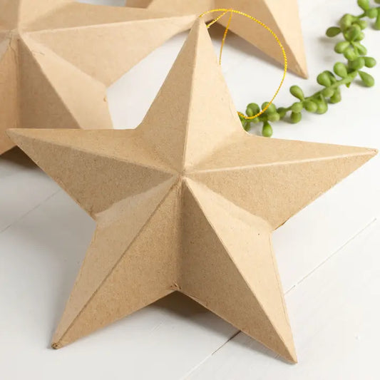 Blank Paper Mache Dimensional Star Ornament
