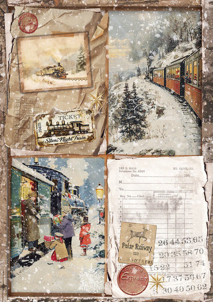 Decoupage Rice Paper A5 MIXED 8/Pkg - Polar Railway
