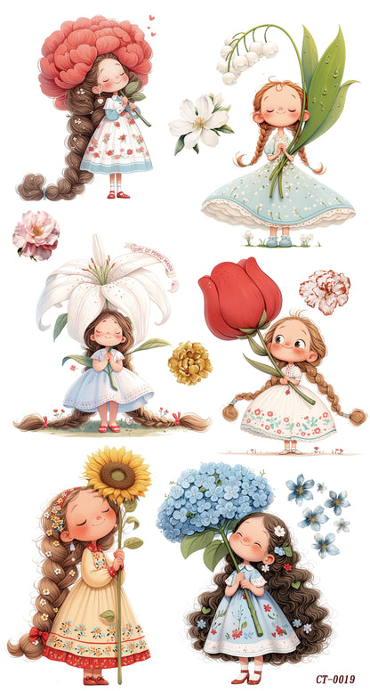 Glossy Crystal Rub-On Transfers- Flower Girls