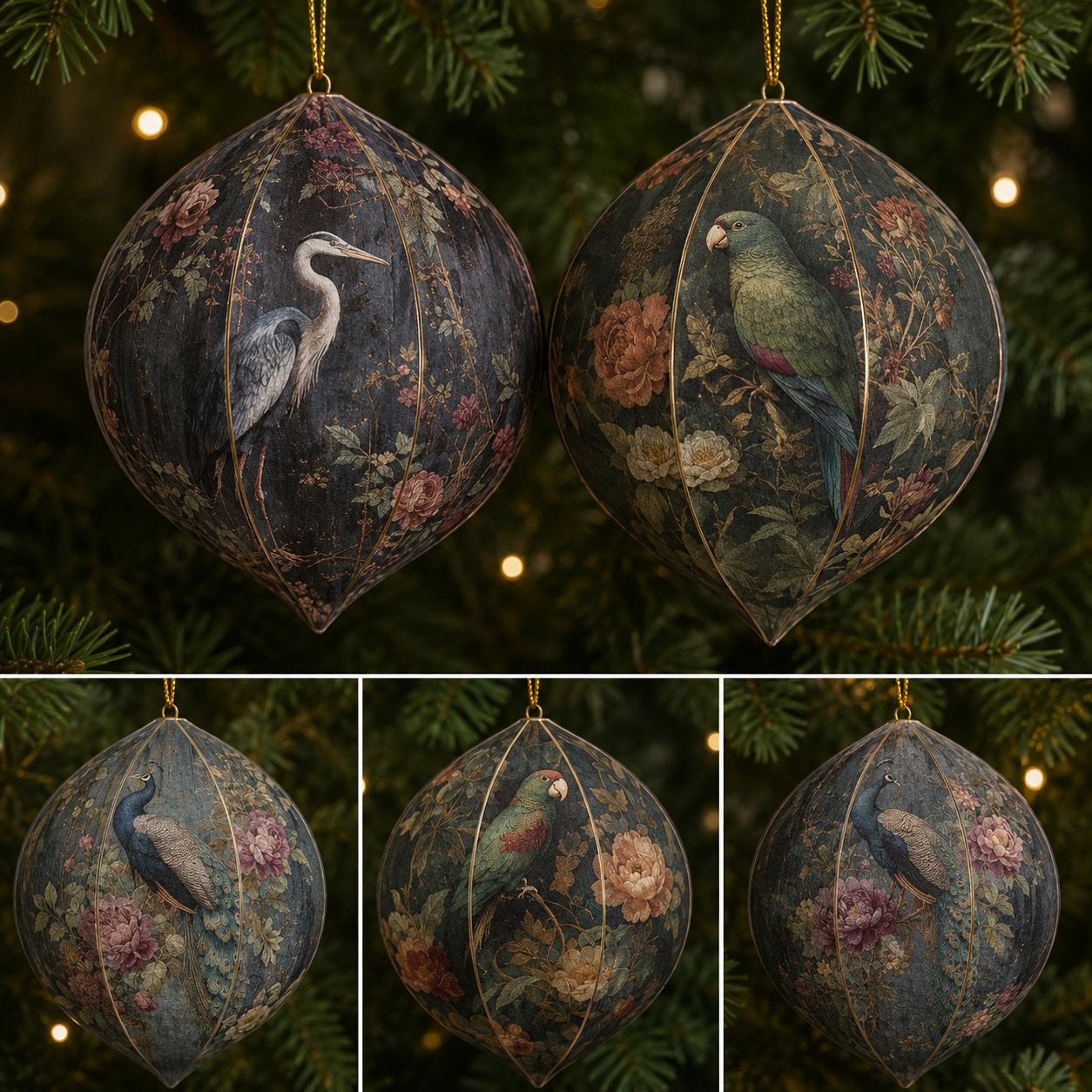 3-3/4" Paper Mache 6 Sided Ornament