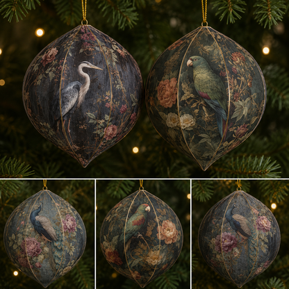 3-3/4" Paper Mache 6 Sided Ornament
