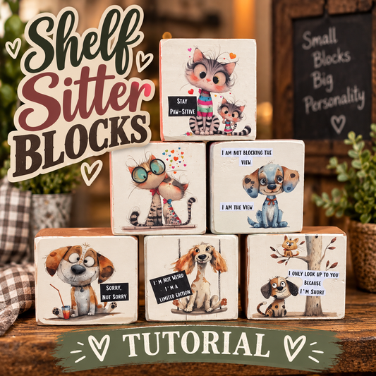 Easy Tutorial - Shelf Sitter Blocks Using Wet Transfers