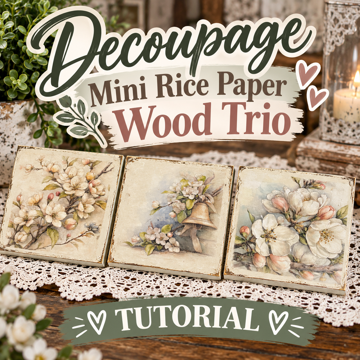 Decoupage Mini Rice Paper Wood Trio Tutorial