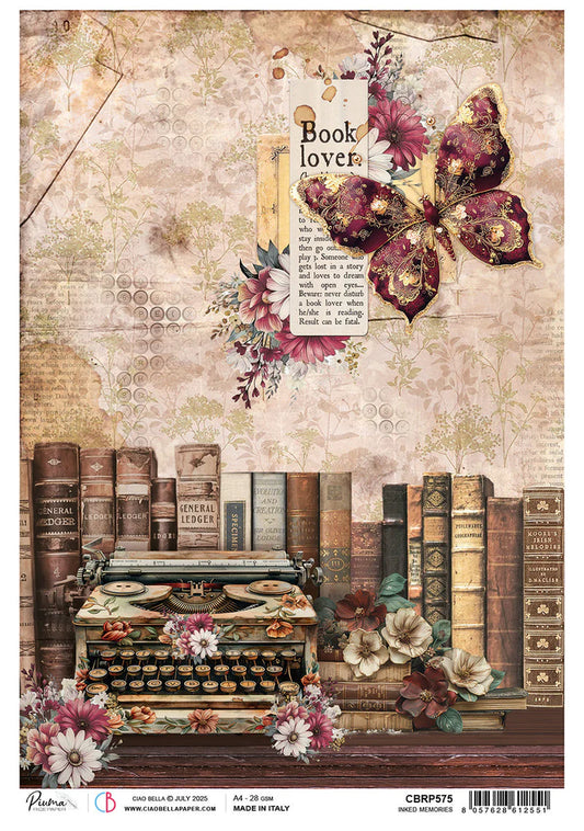 Ciao Bella A4 Rice Paper - Book Lovers, Inked Memories