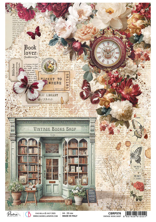 Ciao Bella A4 Rice Paper - Book Lovers, Vintage Book Shop