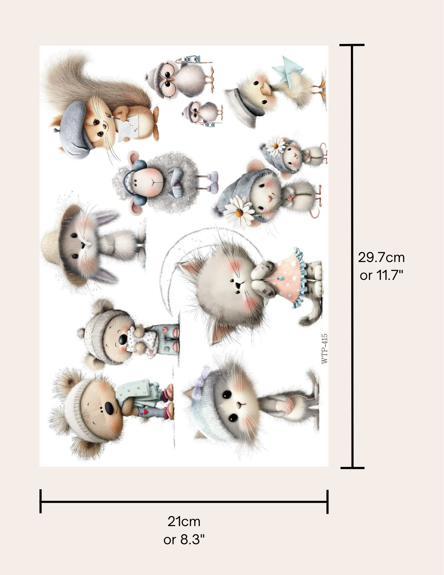 Wet Transfers A4- Soft Animals