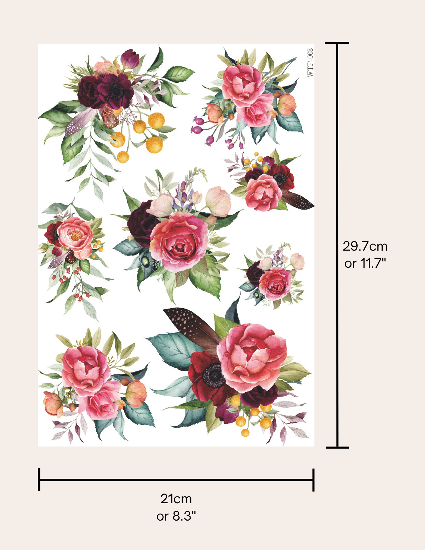 Wet Transfers A4- Vibrant Bouquets