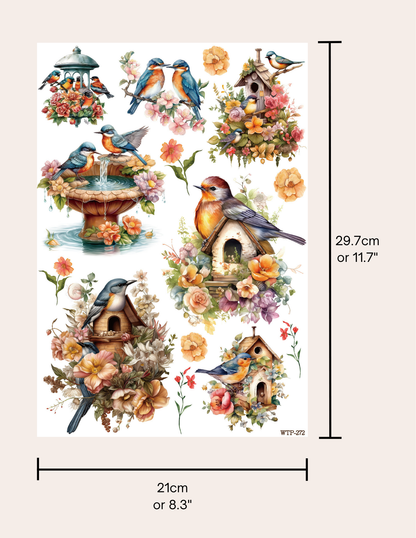 Wet Transfers A4- Happy Birds