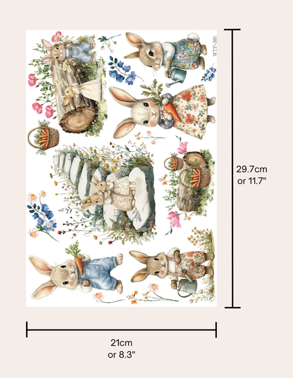 Wet Transfers A4- Spring Bunnies