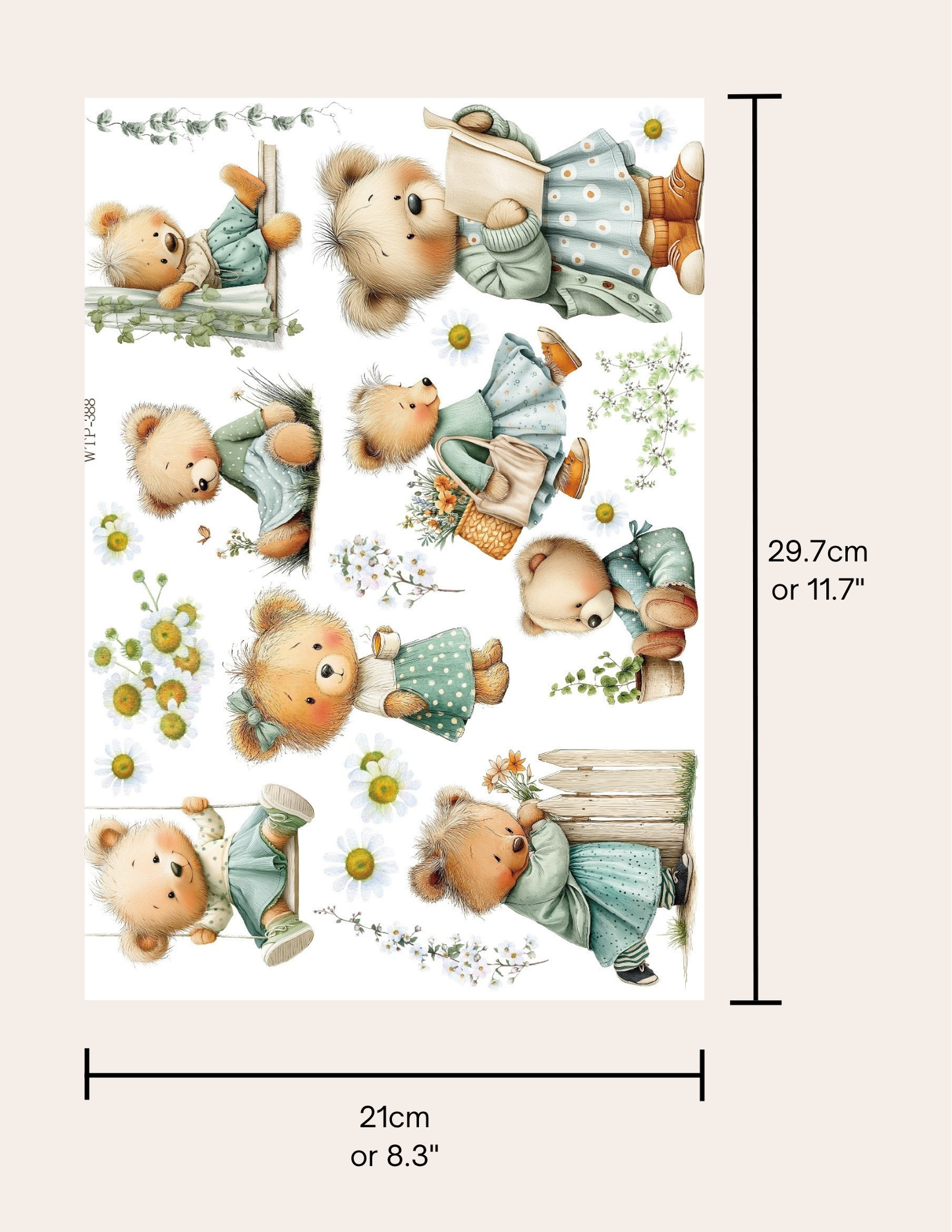 Wet Transfers A4- Teddy Bears