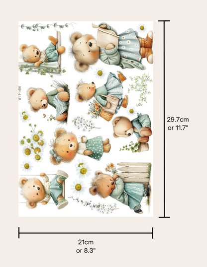 Wet Transfers A4- Teddy Bears