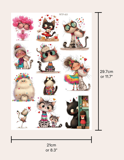 Wet Transfers A4- Kooky Kitties