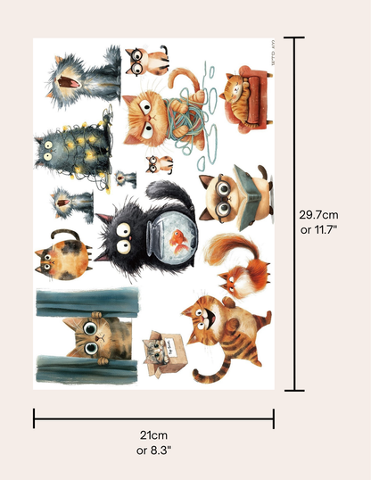 Wet Transfers A4- Silly Cats