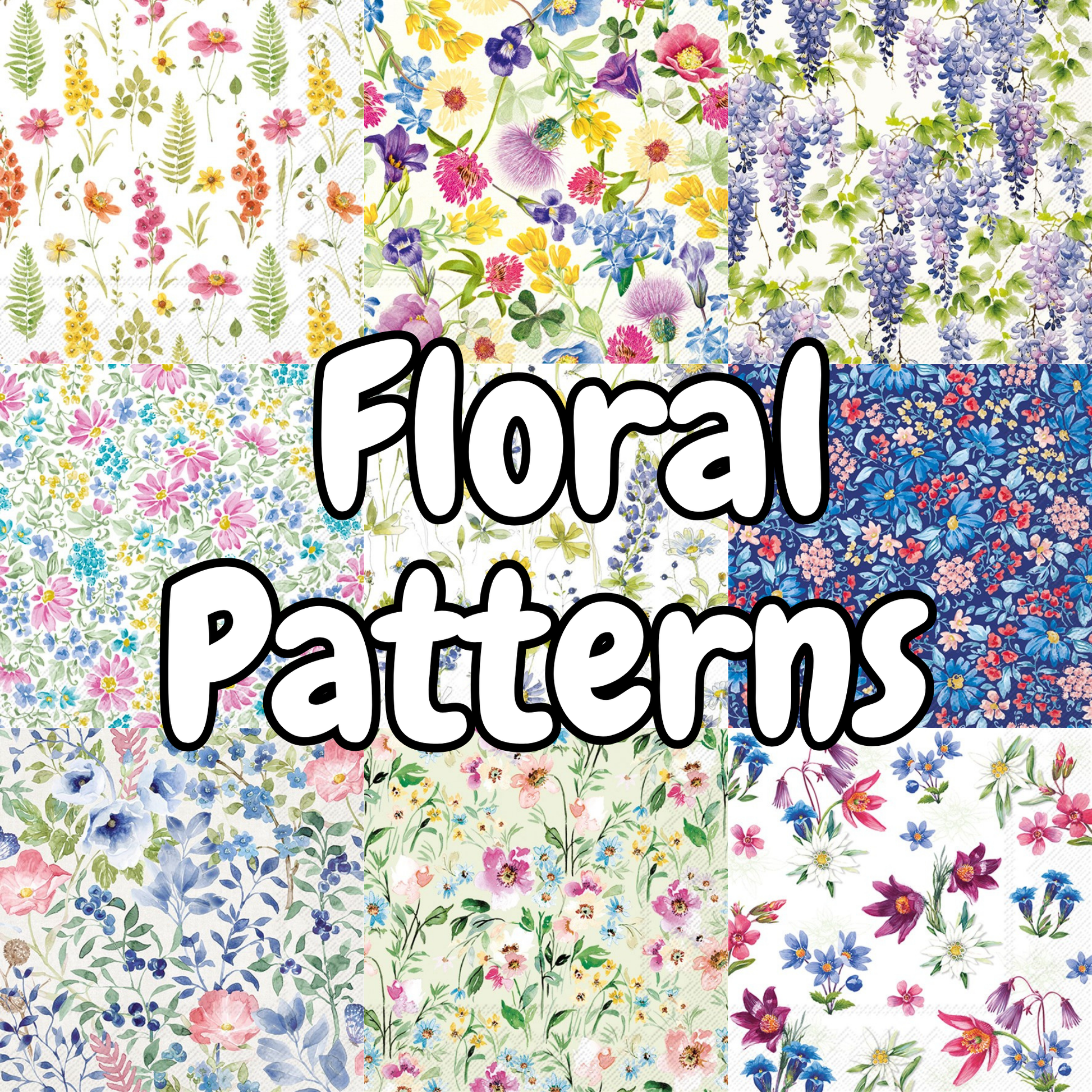 Decoupage Napkin Bundle - Floral Patterns