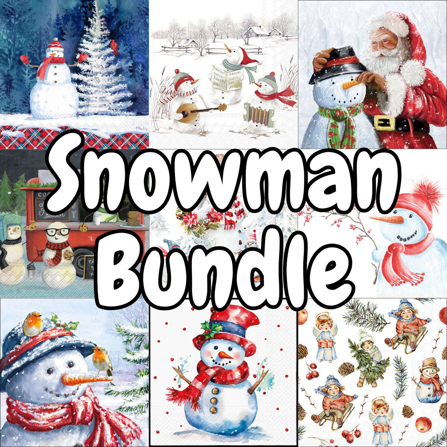 Decoupage Napkin Value Bundle - Snowmen