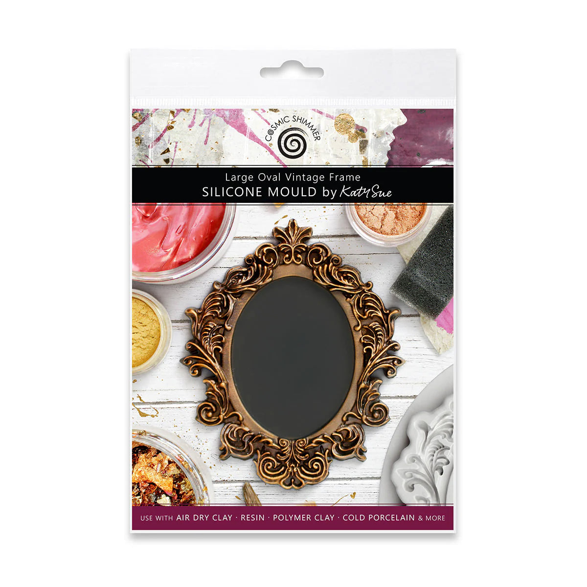 Cosmic Shimmer Large Oval Vintage Frame Silicone Mould