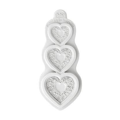 Cosmic Shimmer Ornate Heart Trio Silicone Mould