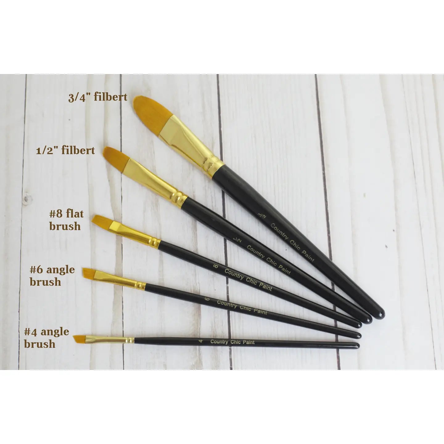 Country Chic - Set of Assorted Synthetic Artist Detail Brushes - Set of 5