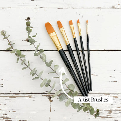 Country Chic - Set of Assorted Synthetic Artist Detail Brushes - Set of 5