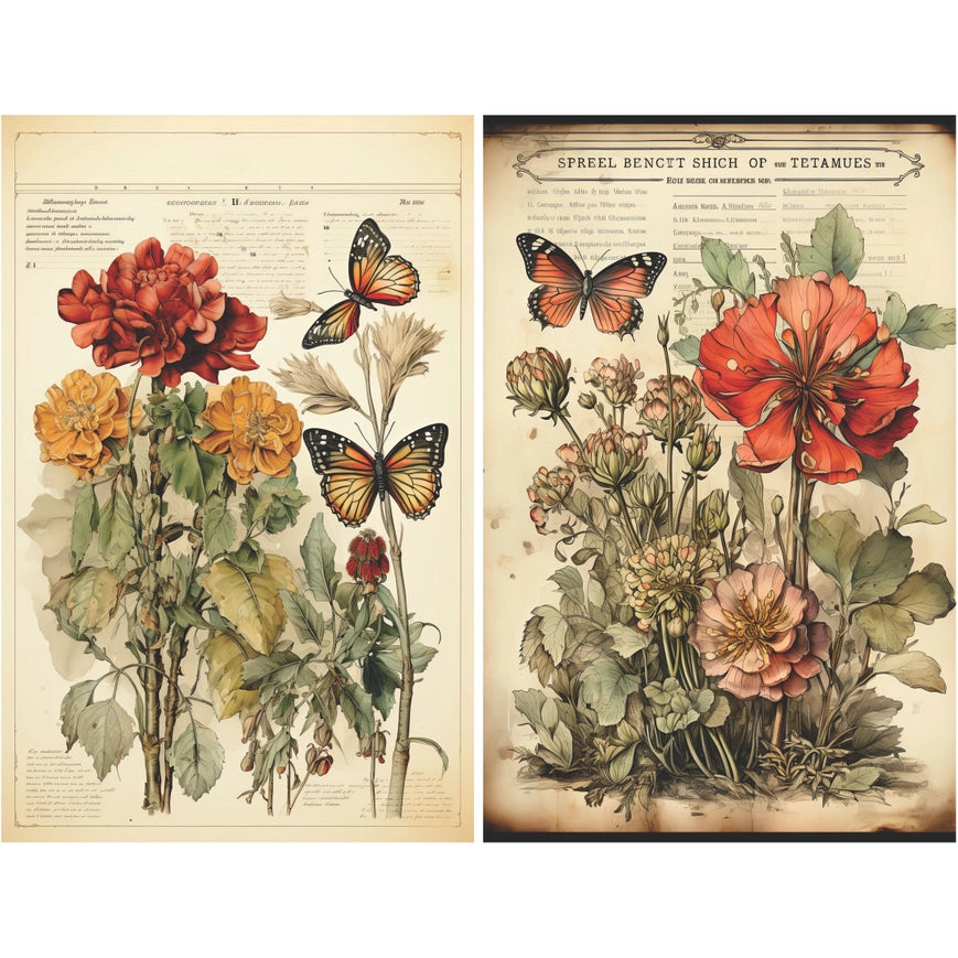 Craft Kreatively Rice Paper A4 Value Pack of 6 - Botanical Pages