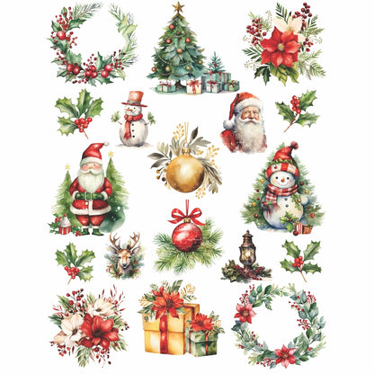 Craft Kreatively Rice Paper A4 Value Pack of 6 - Christmas Colours