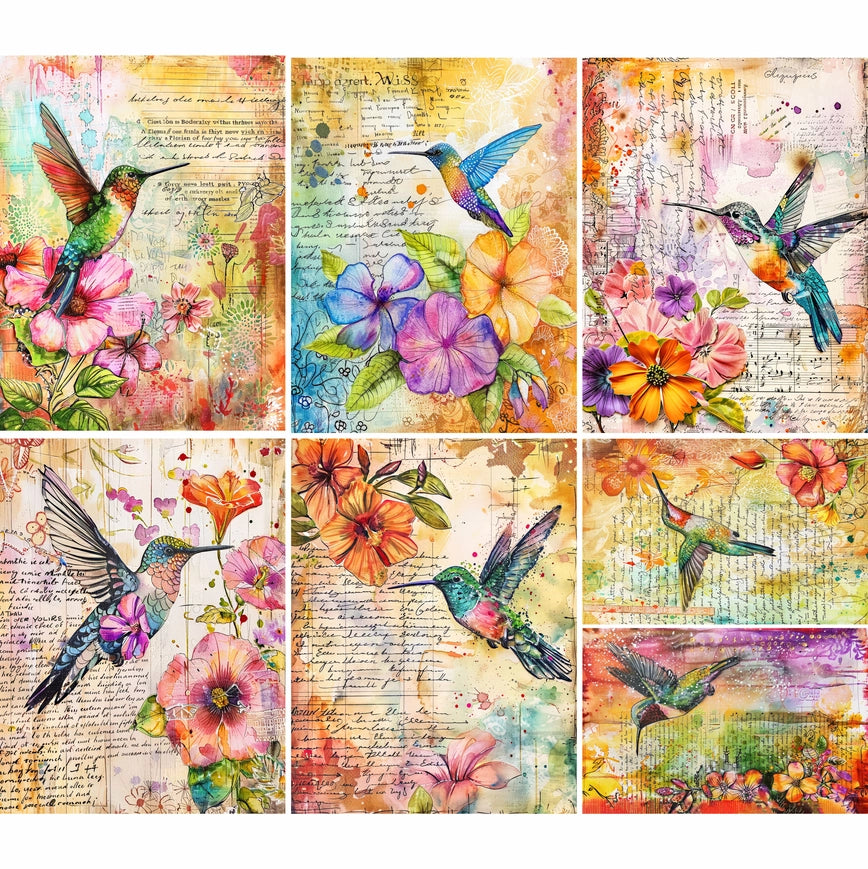 Craft Kreatively Rice Paper A4 Value Pack of 6 - Hummingbird