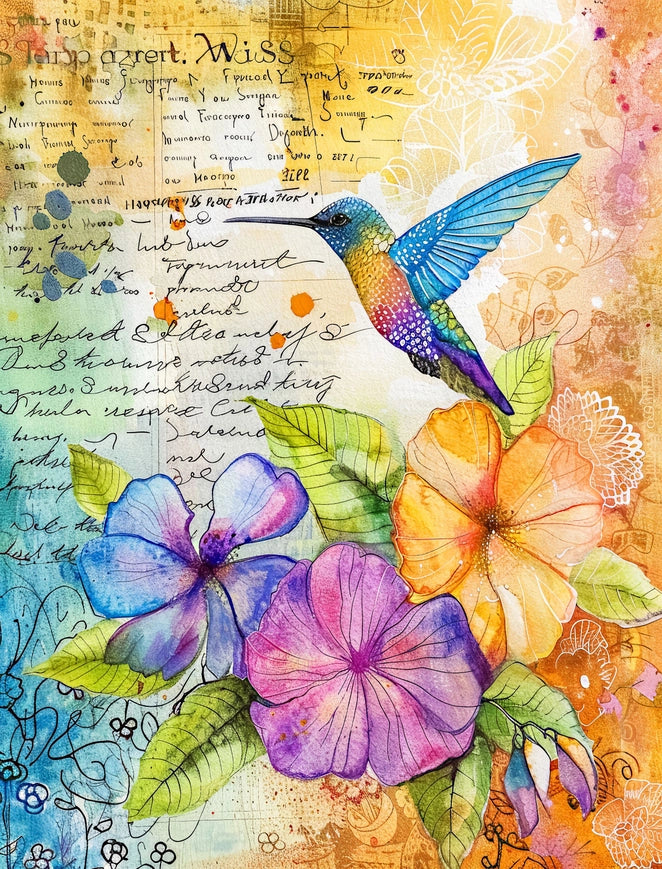 Craft Kreatively Rice Paper A4 Value Pack of 6 - Hummingbird