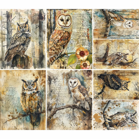 Craft Kreatively Rice Paper A4 Value Pack of 6 - Owl