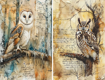 Craft Kreatively Rice Paper A4 Value Pack of 6 - Owl