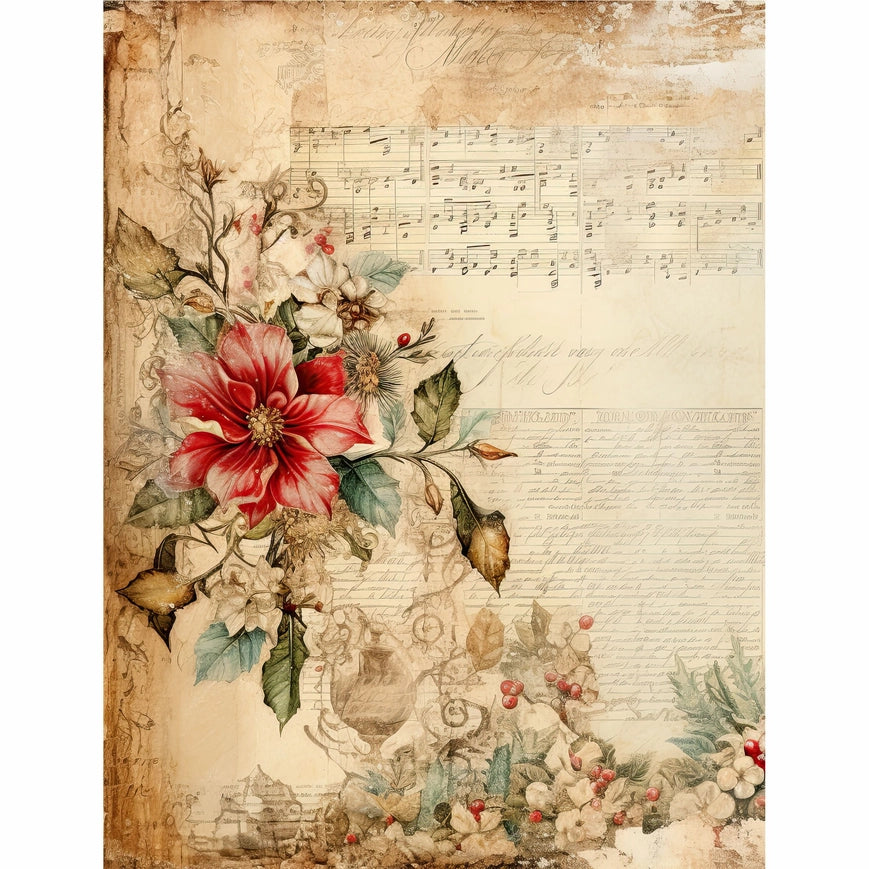 Craft Kreatively Rice Paper A4 Value Pack of 6 - Vintage Christmas