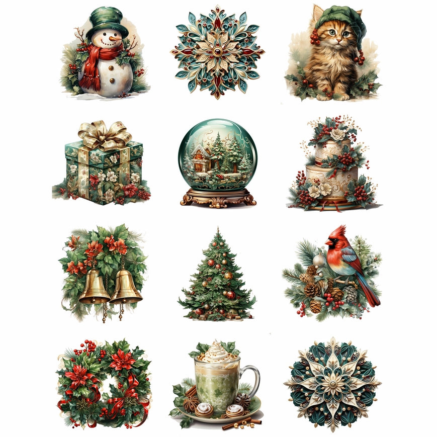 Craft Kreatively Rice Paper A4 Value Pack of 6 - Vintage Christmas