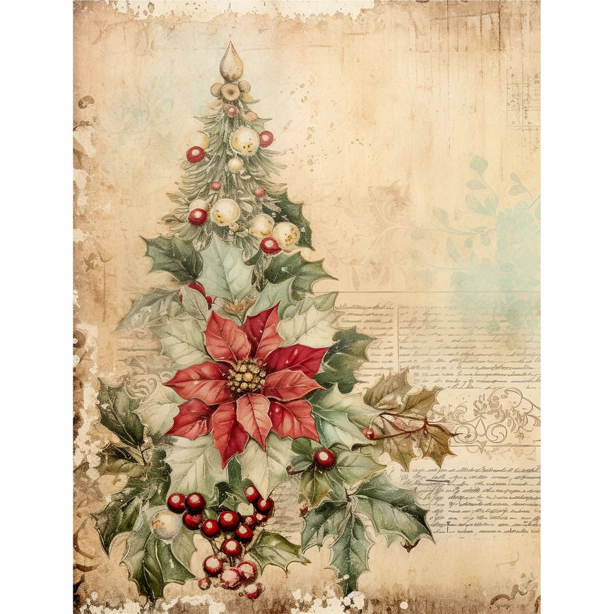 Craft Kreatively Rice Paper A4 Value Pack of 6 - Vintage Christmas