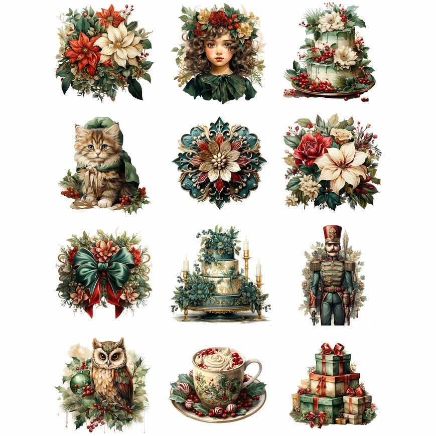 Craft Kreatively Rice Paper A4 Value Pack of 6 - Vintage Christmas