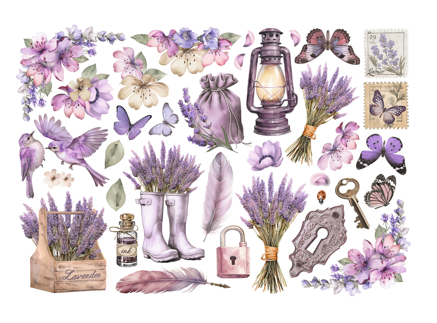 Stamperia Adhesive Ephemera - Lavender