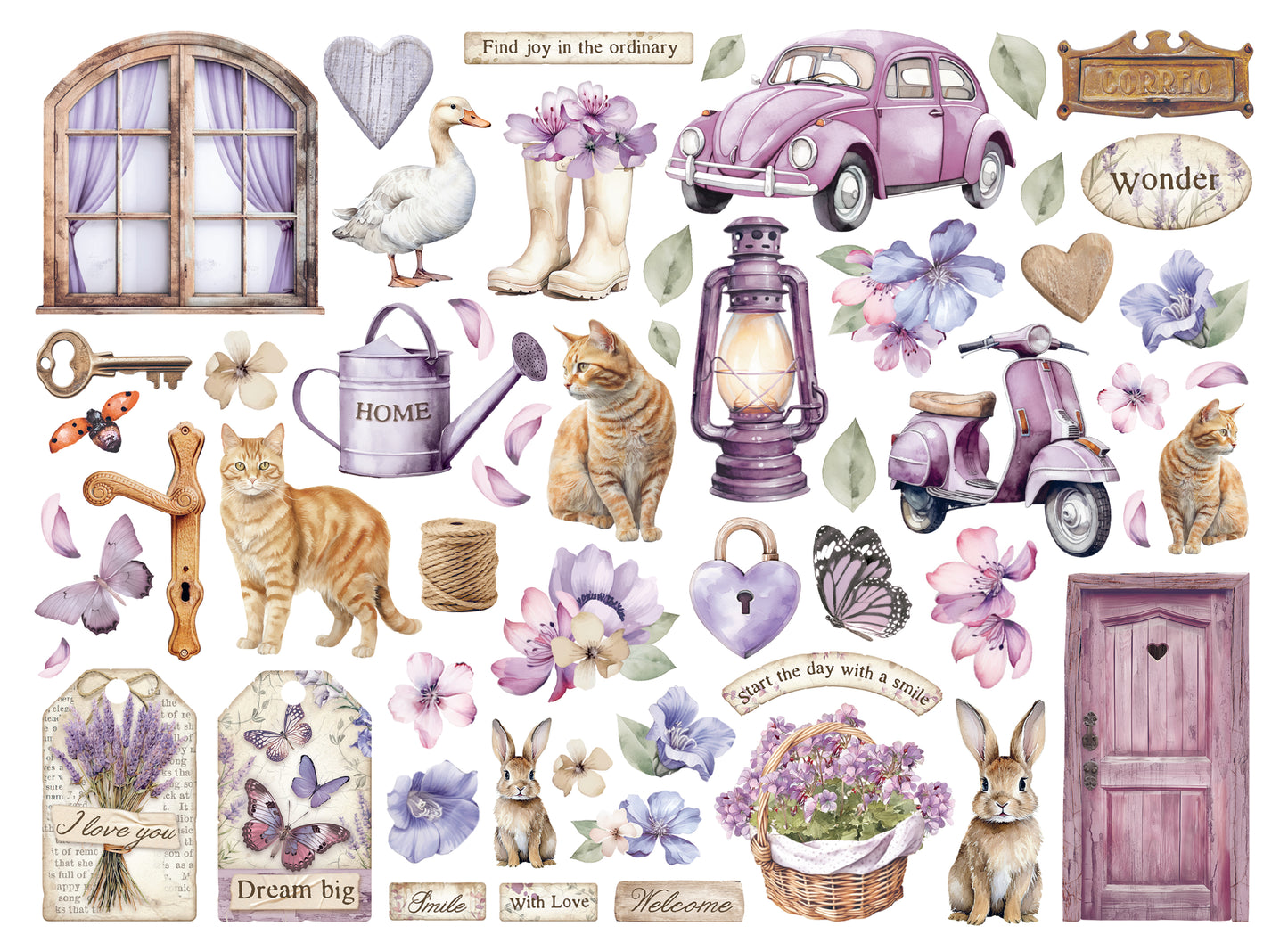 Stamperia Assorted Die Cuts - Lavender