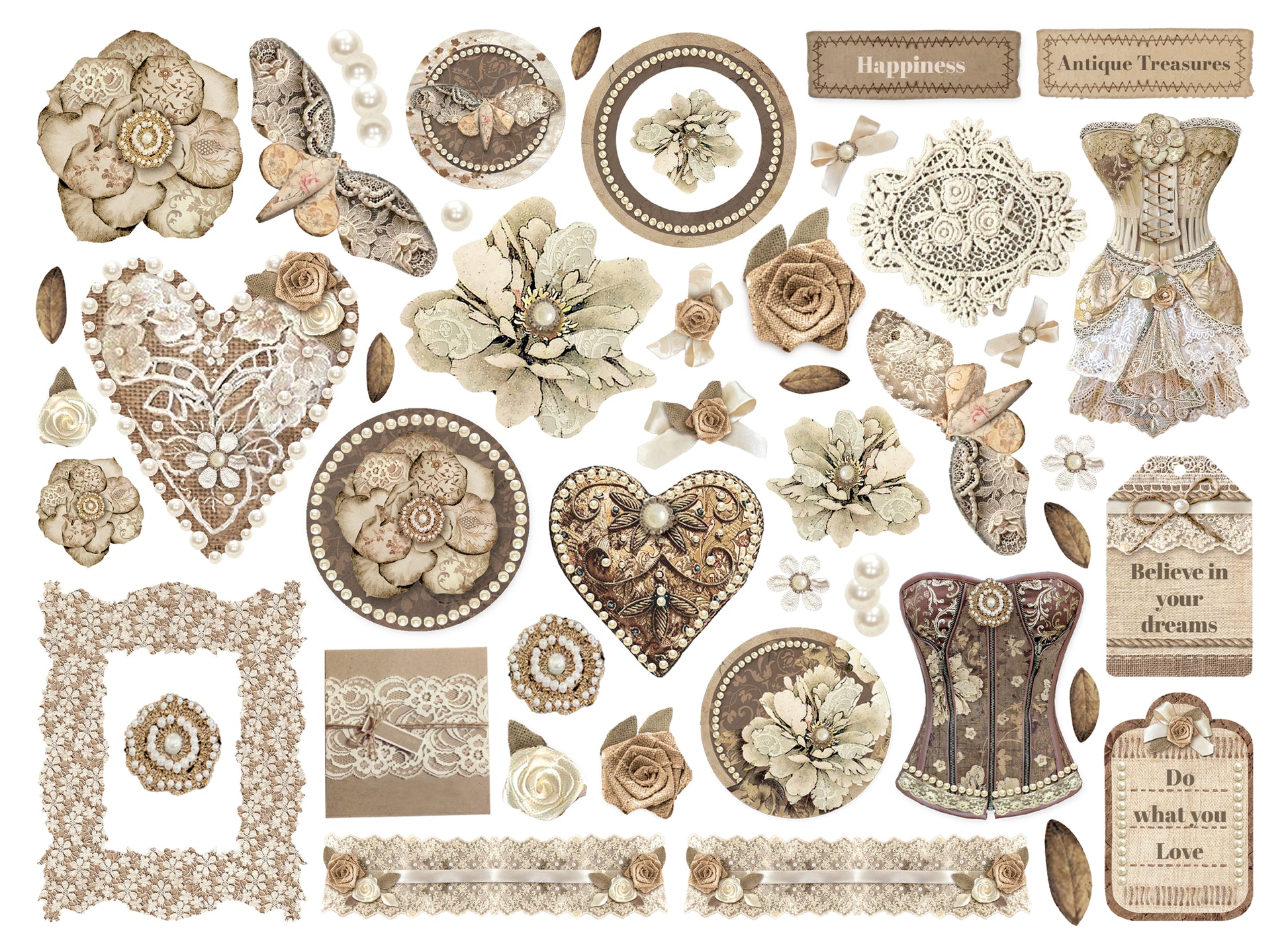 Stamperia Assorted Die Cuts - Old Lace