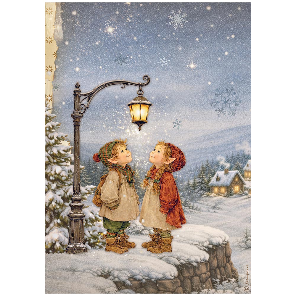 Stamperia Rice Paper A4 - Silent Night, Street Lamp