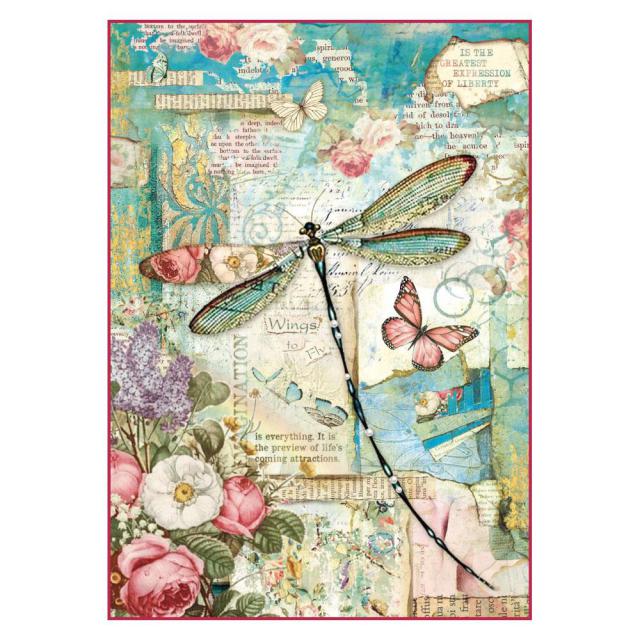 Stamperia Rice Paper A4 - Wonderland Dragonfly