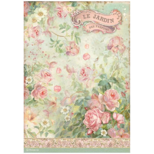 Stamperia Rice Paper A4 - Rose Parfum Le Jardin Des Parfums