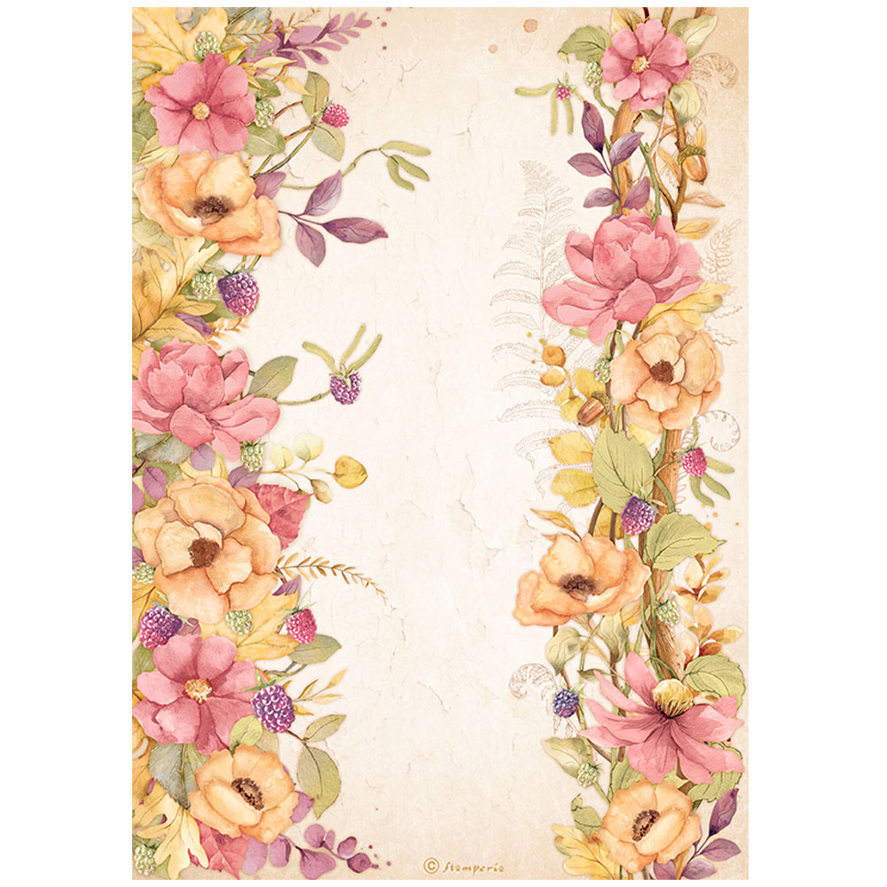 Stamperia Rice Paper A4 - Woodland Floral Borders