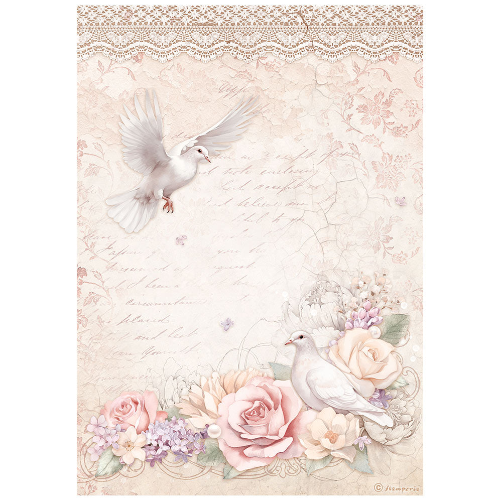 Stamperia Rice Paper A4 - Romance Forever, Doves