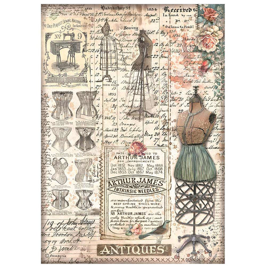 Stamperia Rice Paper A4 - Brocante Antiques, Mannequin