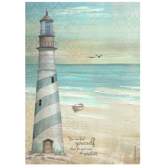 Stamperia Rice Paper A4 - Sea Land, Lighthouse